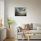 Modern Isaiah 40:31 Bible verse aluminum wall art featuring eagle wings theme, 24x32 inch metal print for Christian home decor.