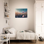 Modern Genesis 1:1 "In the beginning" scripture on a 24x32 aluminum metal wall print for high-end Christian home decor.