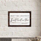 Large 24x36 Psalm 56:3 metal wall art print featuring modern "Trust in God" scripture for a bedroom or nursery.