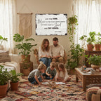 Large 24x36 Acts 16:31 scripture on premium aluminum metal wall print for a modern Christian home and family room decor.