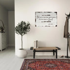 Large 24x36 Acts 16:31 scripture on premium aluminum metal wall print for a modern Christian home and family room decor.