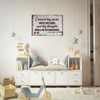 Modern Proverbs 16:3 "Commit to the Lord" scripture on a large 24x36 aluminum metal wall print for a professional Christian office.