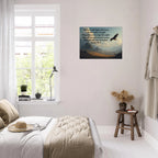 Modern Isaiah 40:31 Bible verse aluminum wall art featuring eagle wings theme, 24x32 inch metal print for Christian home decor.